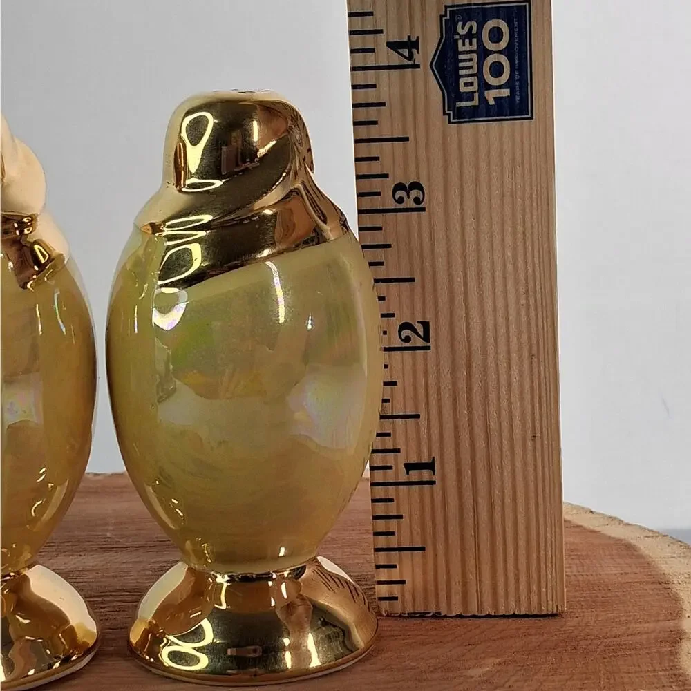 Vintage Gold Craft Yellow Lusterware Salt & Pepper Shakers 22-karat Gold Accents